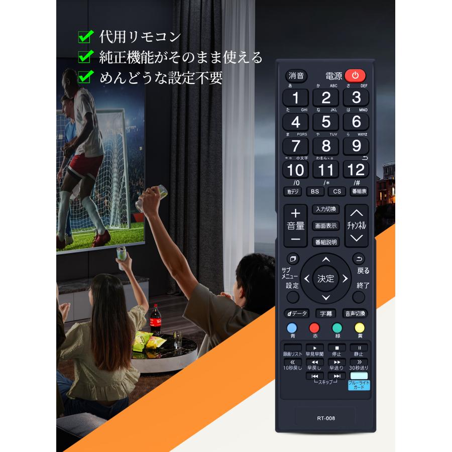 テレビ koh AVTVA RT-008 DOSHISHA ドウシシャ 用の テレビリモコン 【RT-001/RT