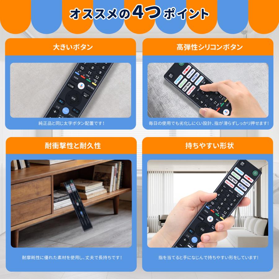 AVTVA RMF-TX451J SONY ソニー 用の テレビリモコン XRJ-55A80L XRJ