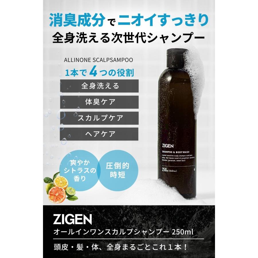 ZIGEN 全身シャンプー メンズ 汗臭 加齢臭 を抑える【髪・頭皮・体