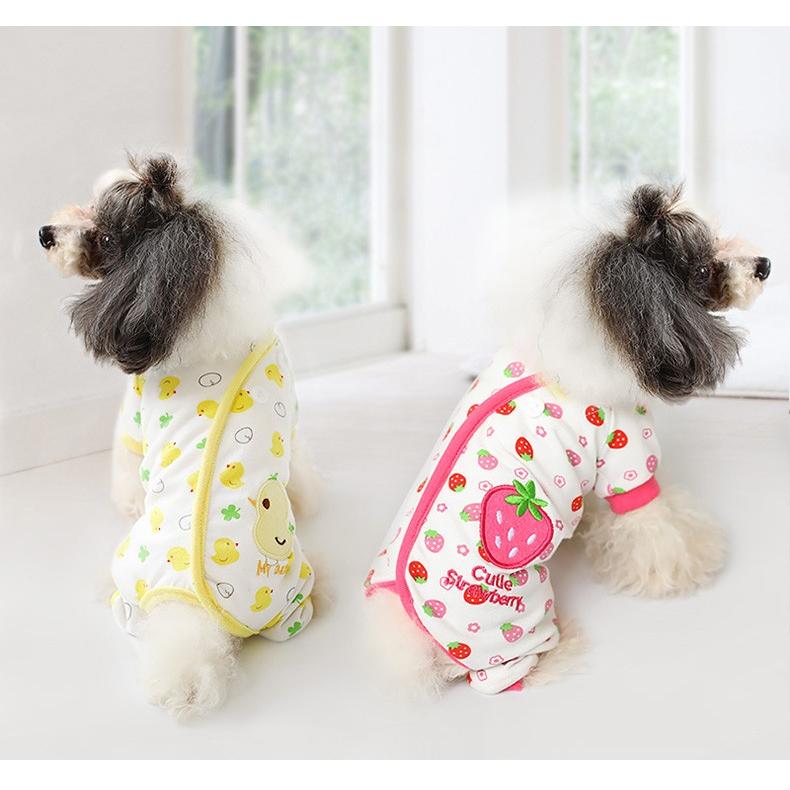 300円off クーポン 配布中 犬服 ペット 送料無料 パジャマ ひよこ柄 いちご柄 つなぎ カバーオール ロンパース 抜け毛対策 部屋着 オーバーオール Ziimo Co Yahoo 店 通販 Yahoo ショッピング
