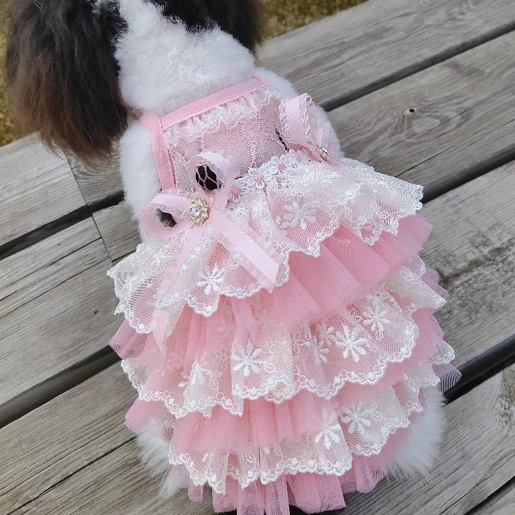 300円off クーポン 配布中 犬服 ドッグウェア ドレス キャミソール ティアード ワンピース レース チュールスカート 送料無料 衣装 イベント服 リボン Ziimo Co Yahoo 店 通販 Yahoo ショッピング