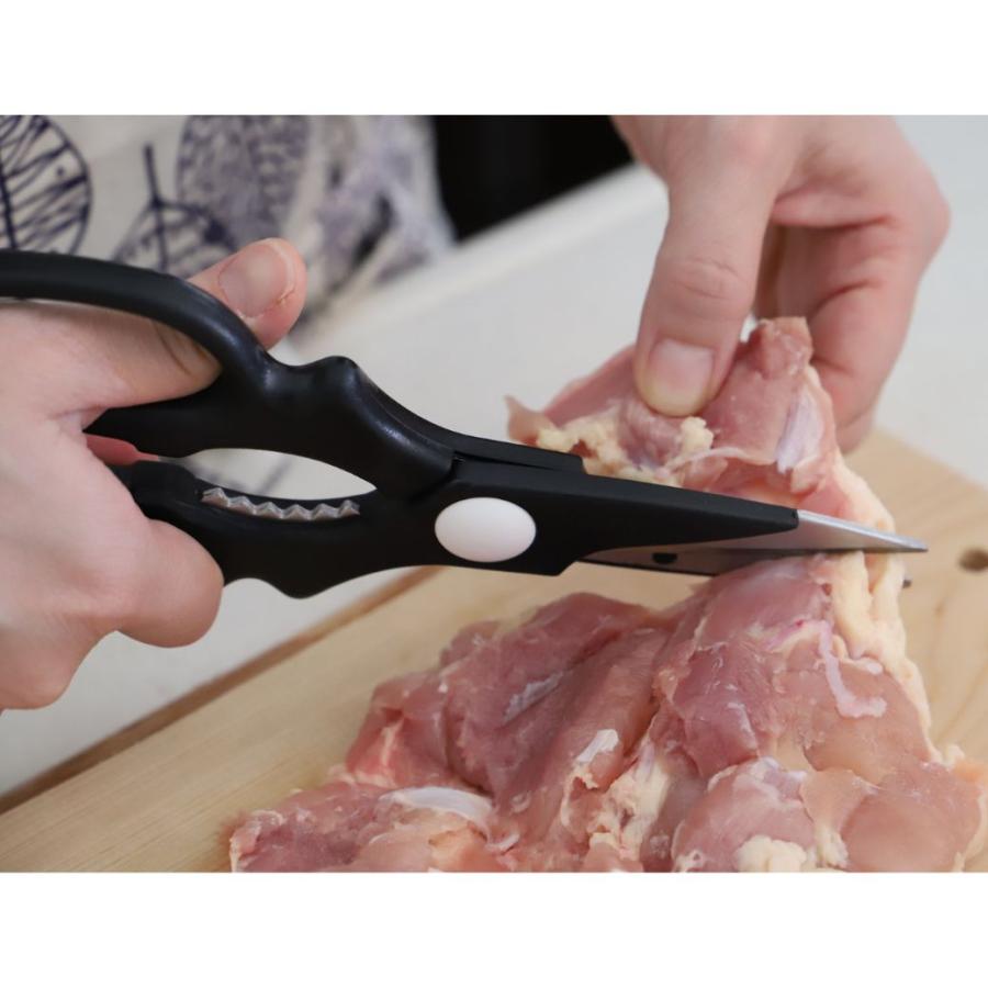 キッチンバサミ 日本製 ステンレス 調理ハサミ 料理バサミ ギザ歯 くるみ割り 瓶開け 台所用品 便利グッズ | 京都活具 | 02