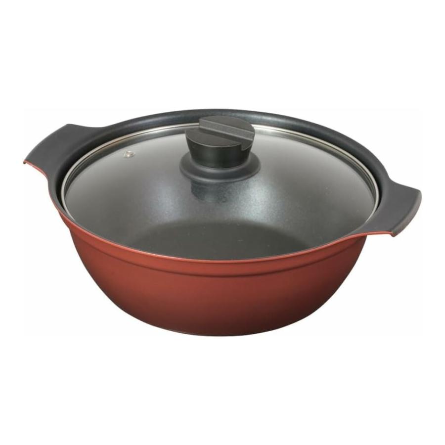 卓上鍋 24cm ih ガラス蓋付 両手鍋 フッ素加工鍋 おしゃれ ガス カセットコンロ キャンプ アウトドア | PEARL LIFE | 03