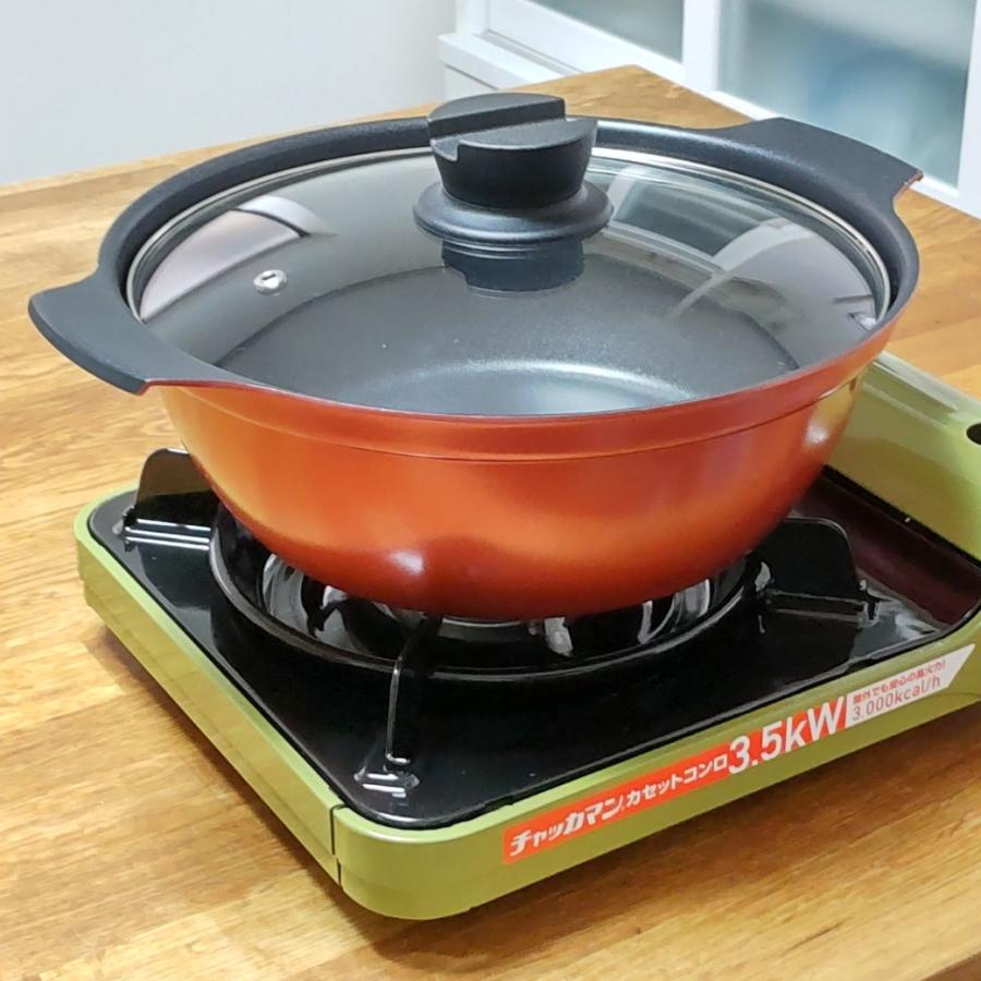 卓上鍋 24cm ih ガラス蓋付 両手鍋 フッ素加工鍋 おしゃれ ガス カセットコンロ キャンプ アウトドア | PEARL LIFE | 06