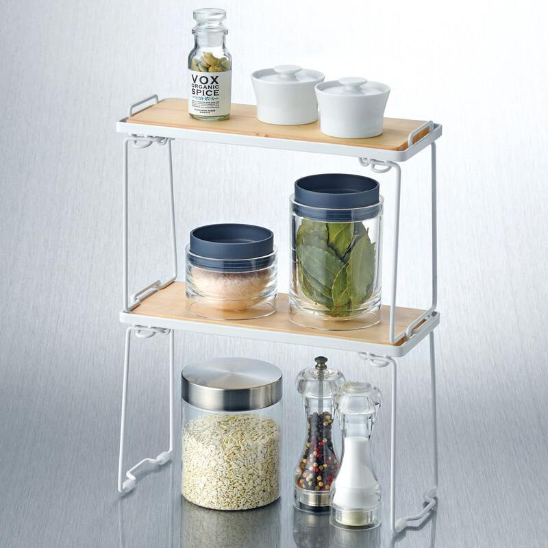 キッチンラック 調味料 コンロ奥ラック スパイスラック コンロ隙間ラック 木製 ミニラック 収納ラック スリム 幅20cm 卓上 収納 小さい 棚 | ブランド登録なし | 03