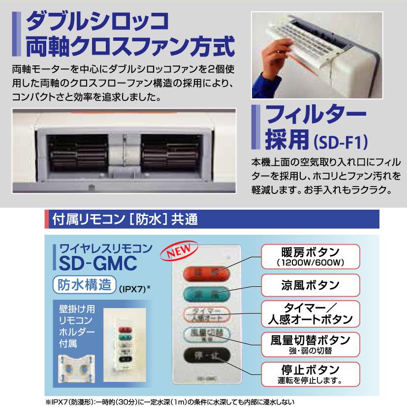 壁掛け 暖房機 洗面所 脱衣所 トイレ センサー 温風ヒーター 温風機 エアコン 日本製 簡単取付 :SDG-1200GSM:雑貨のセレクト
