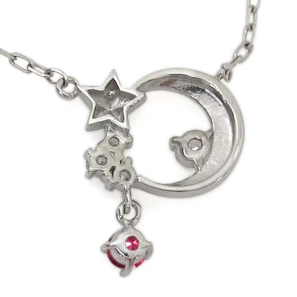 ルビー 月 星 ネックレス スター ペンダント シルバー アクセサリー