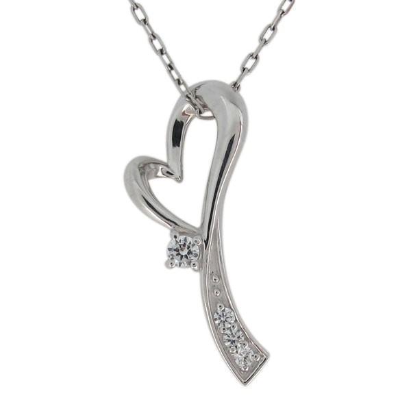 ハート ネックレス レディース プラチナ ダイヤモンド オープンハート