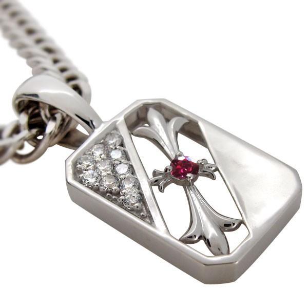 ネックレス トップ シルバー 喜平用 メンズ ルビー クロス