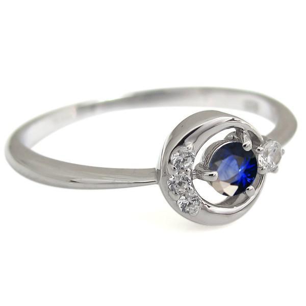 月モチーフ リング サファイア K18 指輪 サファイアリング