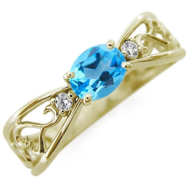 ブルートパーズ ハート 指輪 k18 オーバルリング : ZION - 通販