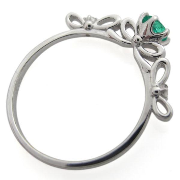 レディースリング リボン K18 エメラルド 指輪 リング : ZION