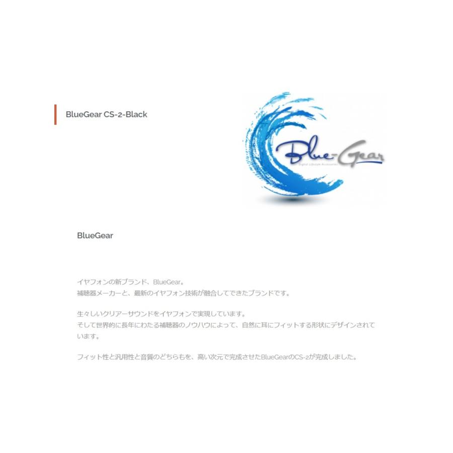 カナル型（ユニバーサル）イヤフォン CS-2-BLACK：BLUEGEAR