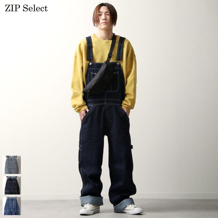 オーバーオール メンズ つなぎ サロペット ワイド デニム ヒッコリー ファッション (053430) zip - 通販 - PayPayモール