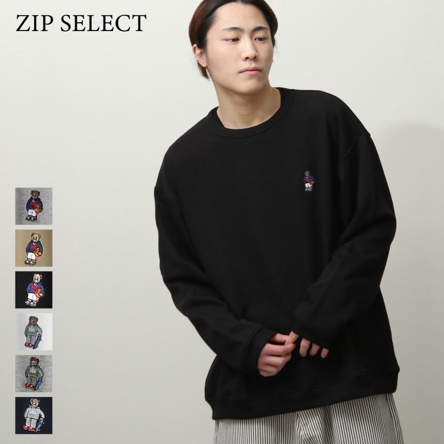 トレーナー メンズ スウェット ワンポイント ロゴ刺繍 くまちゃん ファッション (115-7201)｜zip