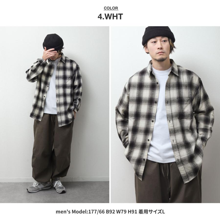 ネルシャツ メンズ カジュアルシャツ 長袖シャツ オーバーサイズ  