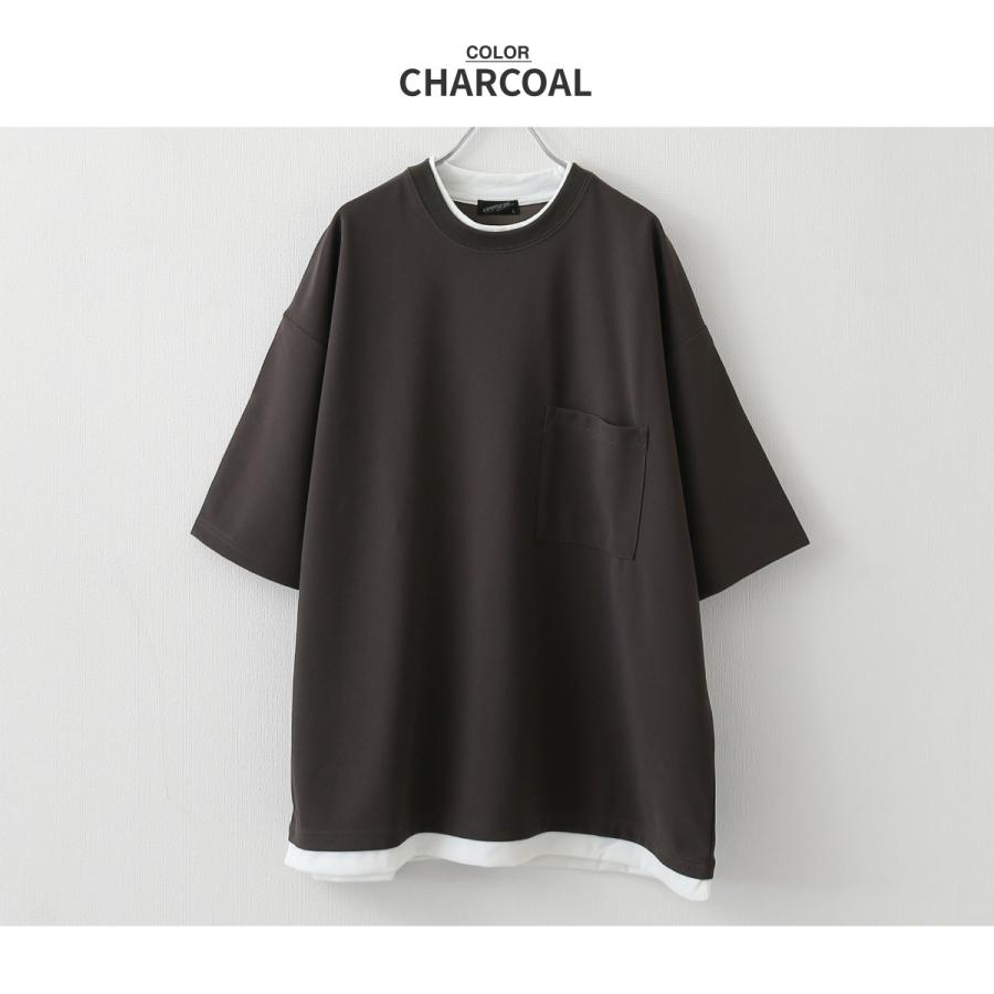 Tシャツ メンズ カットソー 半袖 フェイクレイヤード ルーズシルエット 無地 ファッション (33700702) ＃｜zip｜17