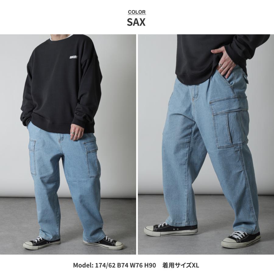 カーゴパンツ メンズ ワイドパンツ ロングパンツ ワイドシルエット ストレッチ ツイル デニム ファッション (es2102)｜zip｜20