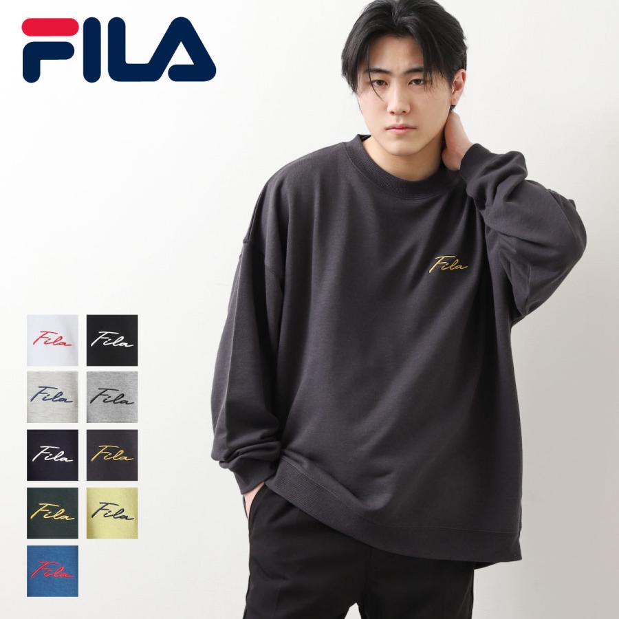 FILA トレーナー メンズ スウェット 裏毛 ロゴ刺繍 ワンポイント FILA トレーナー メンズ スウェット 裏毛 ロゴ刺繍 ワンポイント