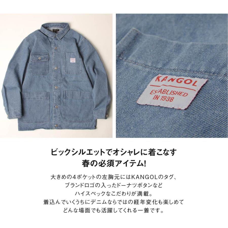 KANGOL カバーオール メンズ ジャケット ブルゾン Gジャン デニムジャケット ビッグシルエット カンゴール 秋 秋服 (kgaf-0037)｜zip｜09