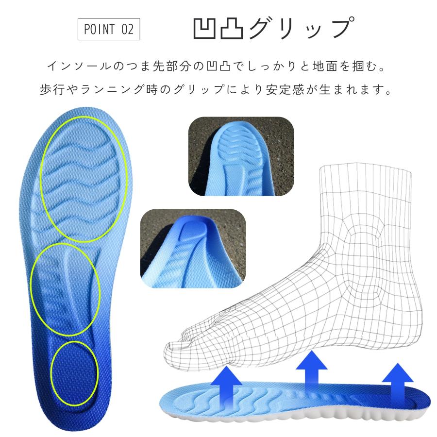 インソール 衝撃吸収 中敷き スポーツ スニーカー 疲れない 外反母趾 扁平足 o脚 足底筋膜炎 姿勢 靴 グレー 2組 |  | 07