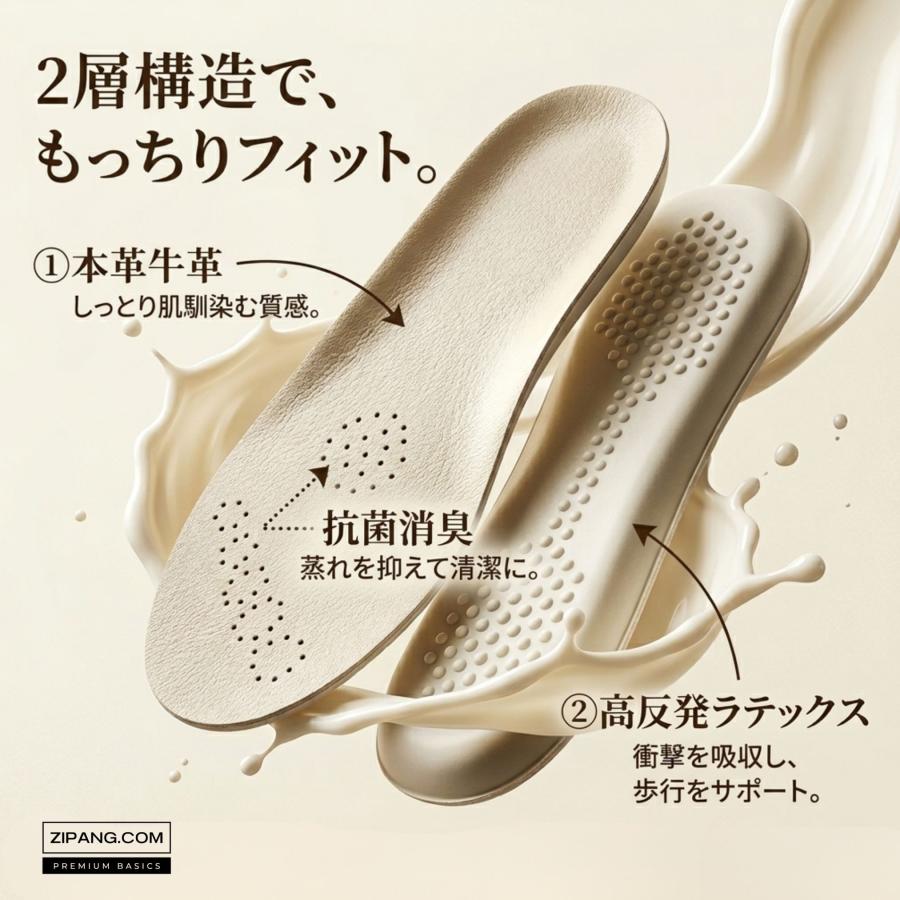 インソール 疲れない 衝撃吸収 中敷き クリーミーインソール つま先クッション 靴ずれ防止 革靴 足裏保護パッド 柔らかい 本革 |  | 01