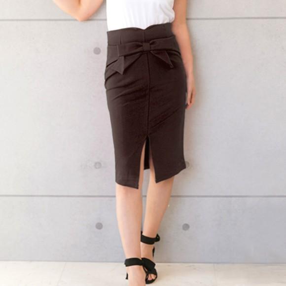 スカート ひざ丈 タイトスカート 膝丈 スカート タイト スリット S M L Xl 3l ブラック レッド ワインレッド ネイビー グレー ブラウン 送料無料 Ys 大人の韓国ファッション Loveberry 通販 Yahoo ショッピング