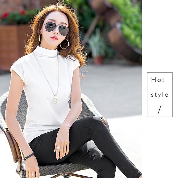 Tシャツ レディース カットソー ハイネック シャツ トップス フレンチスリーブ フレンチスリーブシャツ シンプルコーデ Ys 大人の韓国ファッション Loveberry 通販 Yahoo ショッピング