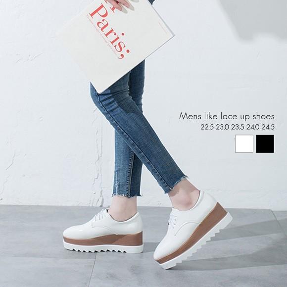 厚底靴 レディース レースアップシューズ 厚底シューズ ウェッジソール エナメルシューズ Ys 大人の韓国ファッション Loveberry 通販 Yahoo ショッピング