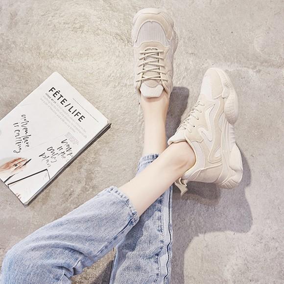 スニーカー レディース 厚底スニーカー 厚底 ホワイトスニーカー ベージュ カジュアル シンプル Ys 大人の韓国ファッション Loveberry 通販 Yahoo ショッピング