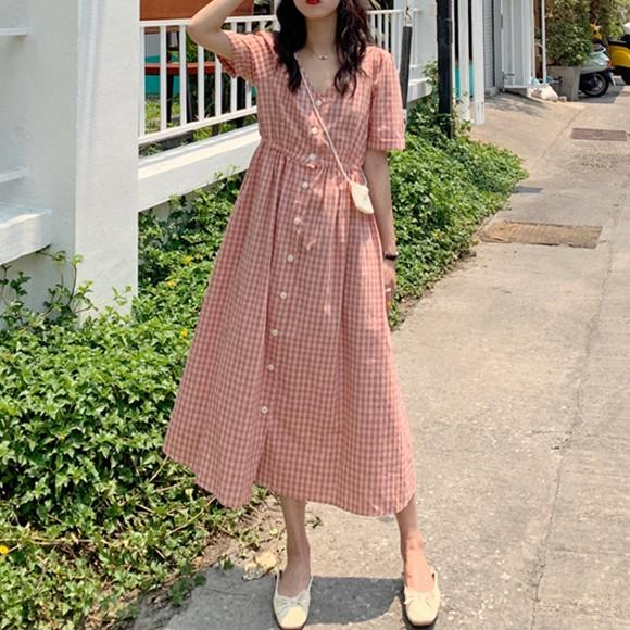 ワンピース レディース ギンガムチェックワンピース チェック柄ワンピース チェック柄 ロングワンピース ワンピ 可愛い 韓国ファッション Ys 大人の韓国ファッション Loveberry 通販 Yahoo ショッピング