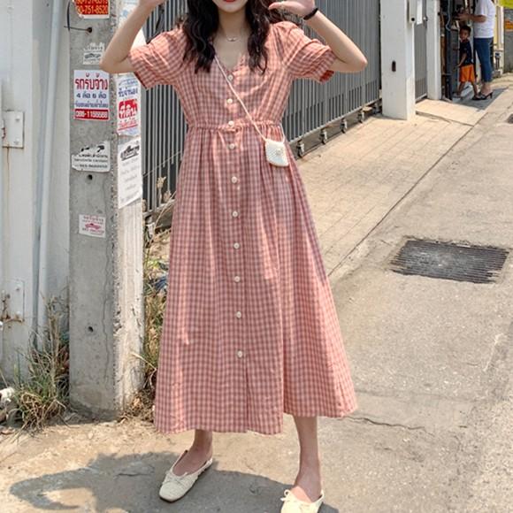 ワンピース レディース ギンガムチェックワンピース チェック柄ワンピース チェック柄 ロングワンピース ワンピ 可愛い 韓国ファッション Ys 大人の韓国ファッション Loveberry 通販 Yahoo ショッピング