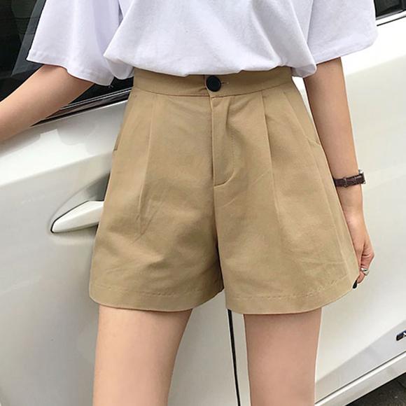 ショートパンツ レディース ショーパン パンツ ハイウエスト カジュアル シンプル ベージュコーデ デート 大人かわいい シンプル Ys 大人の韓国ファッション Loveberry 通販 Yahoo ショッピング