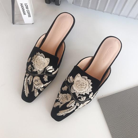 刺繍デザインミュール レディース シューズ 靴 パンプス ミュール Ys 大人の韓国ファッション Loveberry 通販 Yahoo ショッピング