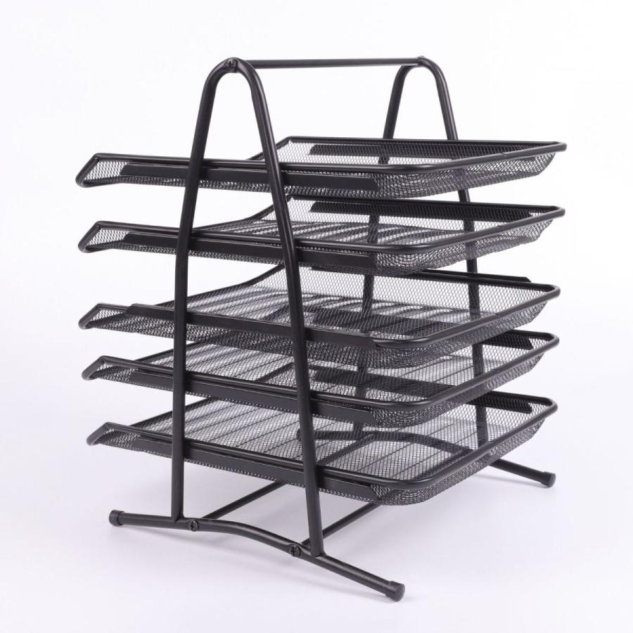 書類トレー 5段 組み立て式 メッシュ メタル A4ファイル レターケース