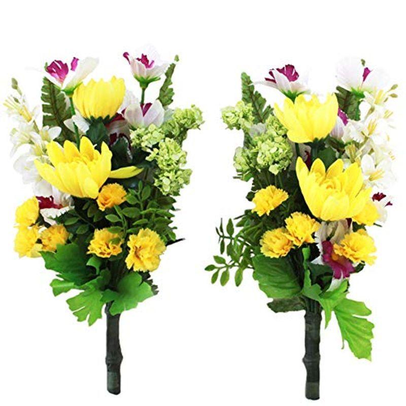 1343円 今季も再入荷 山久 造花 仏花 カトレアとマムの小花束 イエロー 一対 02 1614 Y Ct触媒 シルクフラワー お彼岸 お盆 お仏壇