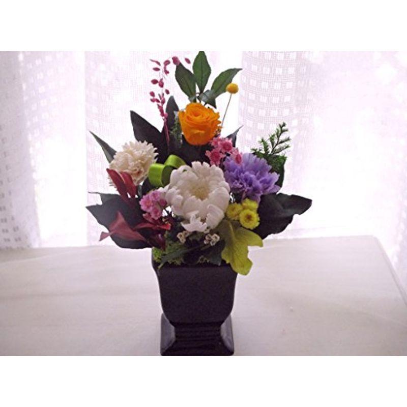 輸入 プリザーブドフラワー仏花 お盆 命日 お仏壇花 お供え花 ご供養花 現代仏壇 黒花器付き Cisama Sc Gov Br