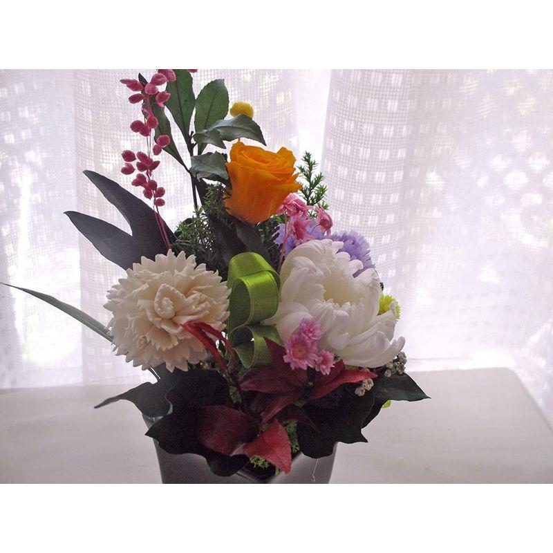 100 の保証 フェイクフラワー 造花 中サイズ仏花 中菊としきみ 小菊のアレンジ 7号サイズ
