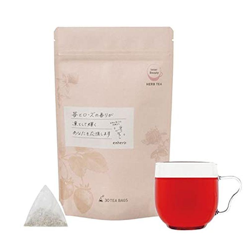 Enherb ハーブティー 凛として輝く女性の苺とローズ茶 30個 デカフェ ノンカフェイン ティーバッグ 定番から日本未入荷