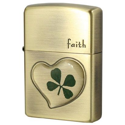 Zippo ジッポライター 本物四つ葉のクローバー 真鍮古美　Faith誠実｜zippo-flamingo