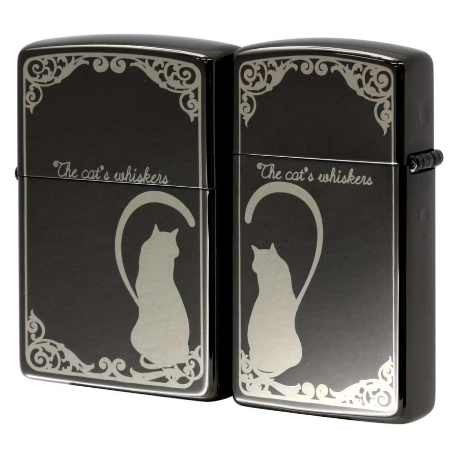 Zippo ジッポライター ペア ねこ 猫 ラブ シルエットハート ブラック 