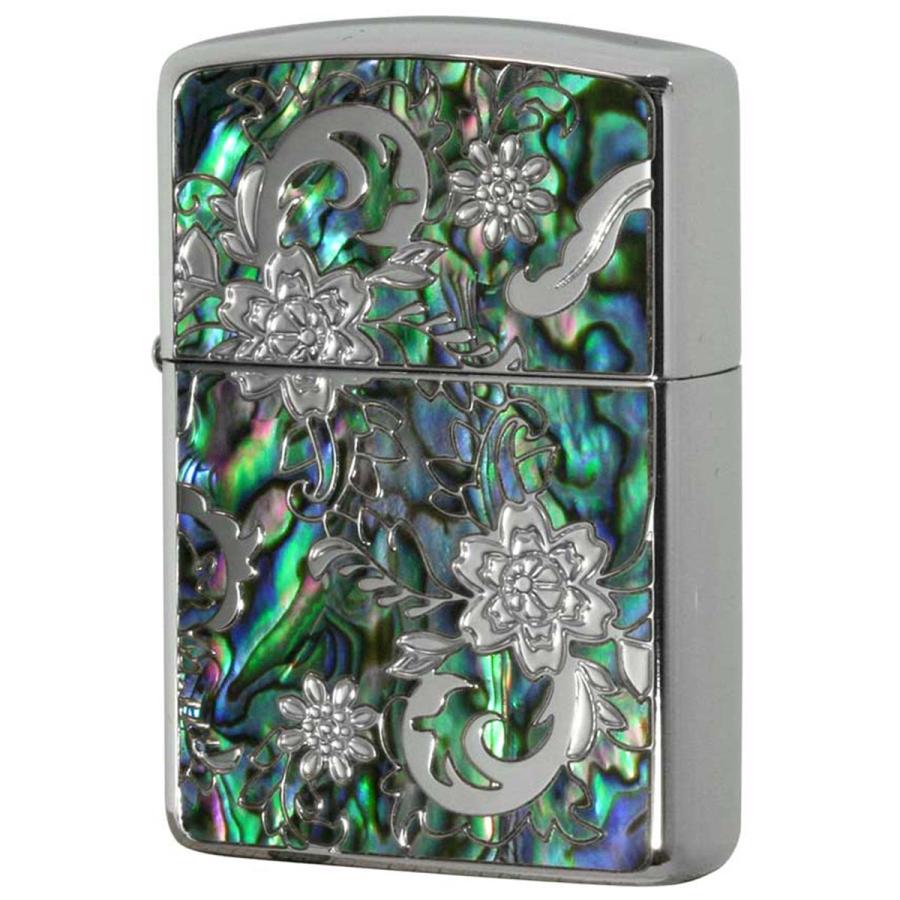 シェル Zippo ジッポライター アーマー 貝 花 インレイ 象嵌 モザイク