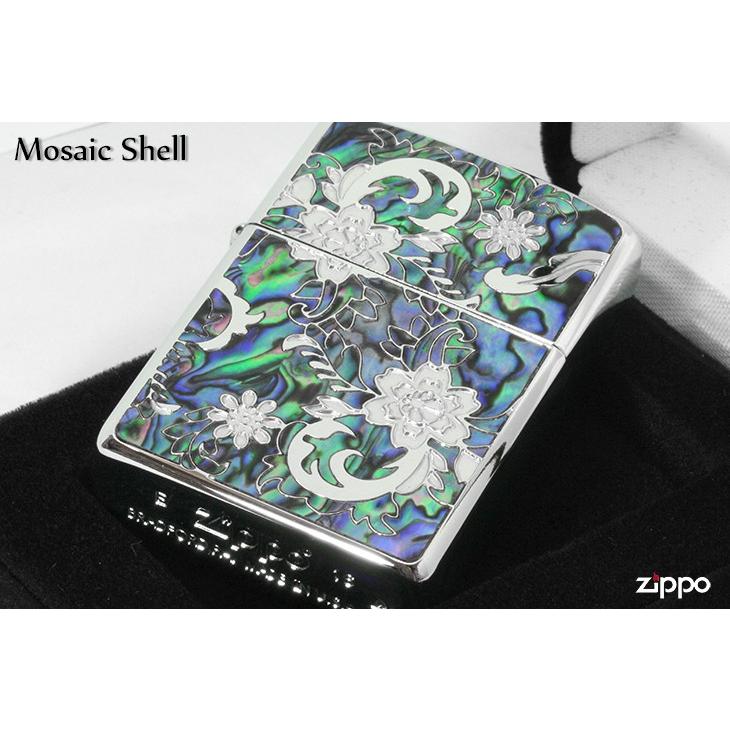 シェル Zippo ジッポライター アーマー 貝 花 インレイ 象嵌 モザイク 