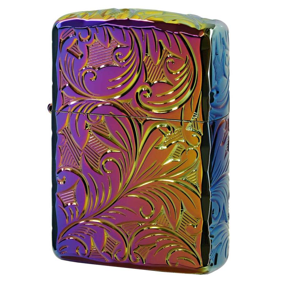 Zippo ジッポライター アーマー リーフ 葉 5面立体彫刻 レインボー 