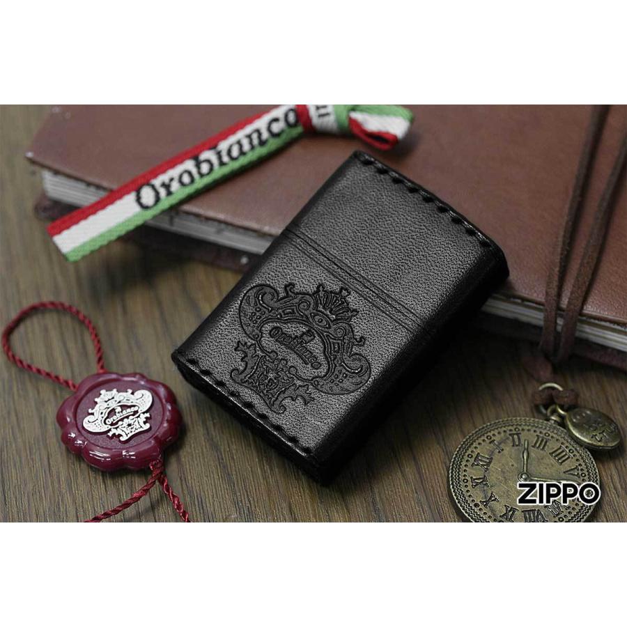 Zippo ジッポライター Orobianco オロビアンコ 本牛革手縫い ブラック ORZ-001 BK