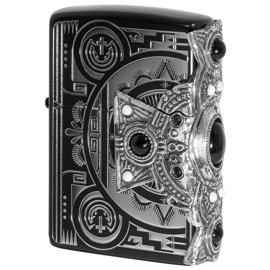 高質で安価 zippo インディアンスピリットBK クロスメタル 天然石