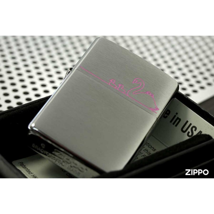 Zippo ジッポライター Lazer Engrave レーザーエングレイブ 白鳥 メール便可｜zippo-flamingo｜03