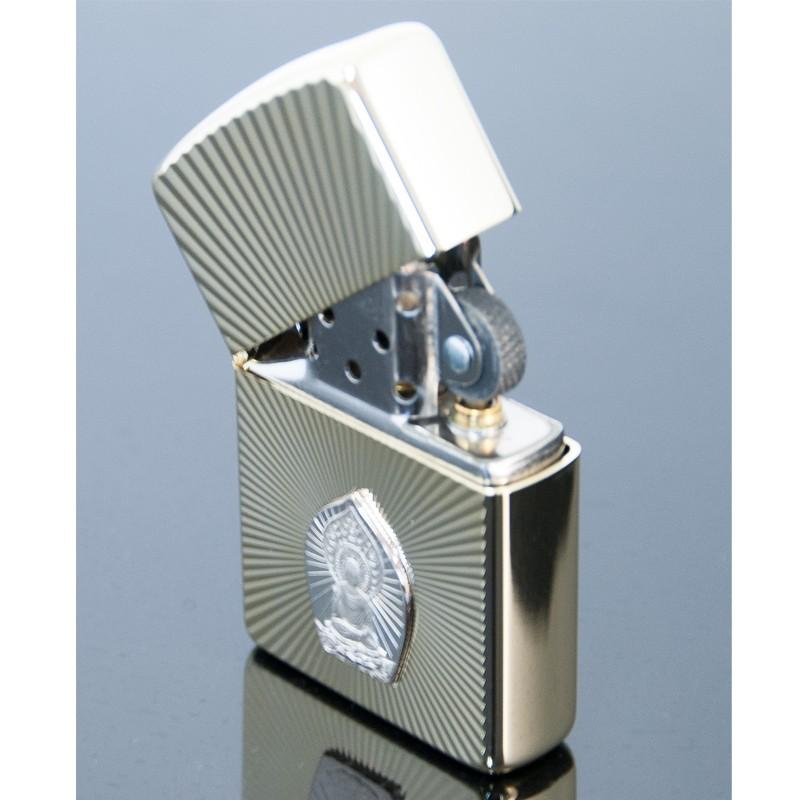 奉呈ZIPPO アーマー 162WG-釈迦如来 純銀プレート貼り付け ジッポーライター 両面彫刻 ホワイトゴールドメッキ 喫煙具、ライター 