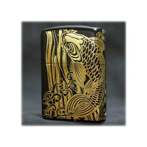 ZIPPO ジッポーライター ジッポライター ARMOR昇鯉 2面連続加工 BKマット/G