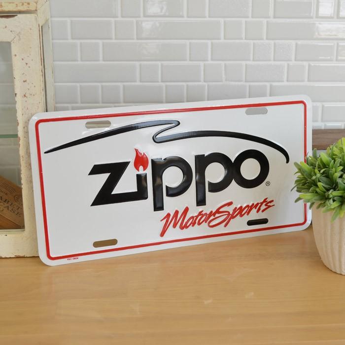 ZIPPO（ジッポー） ZIPPOナンバープレート 白 × 黒ロゴ MotorSports